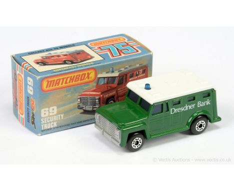 Matchbox Superfast 69c Armoured Security Truck German market issue - dark green body with "Dresdner Bank" tampo print, white 
