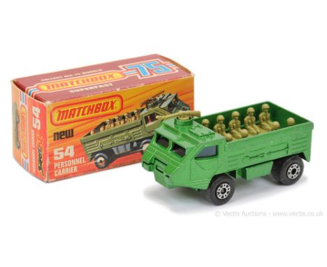 Matchbox Superfast 54c Military Personnel Carrier FACTORY PRE-PRODUCTION COLOUR TRIAL - metallic emerald green body, blue win