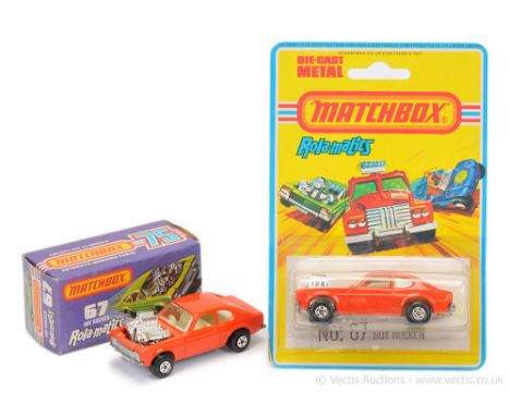 Matchbox Superfast 2 x 67b Ford Capri Hot Rocker - both are burnt orange body, clear windows, ivory interior, bare metal base