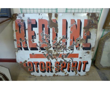 An enamelled Redline Motor Spirit sign