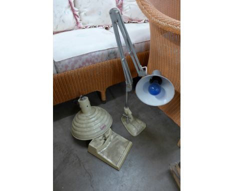 An anglepoise lamp and Pifco infra red heater