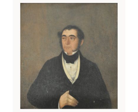 Victorian School, Portrait of a gentleman, half length, watercolour, 24 x 22cm, in a maple frame and four watercolour portrai