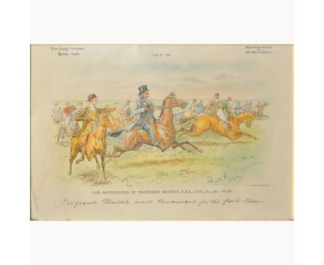 After Finch Mason, Professor Muddle visits Newmarket for the First Time, hand coloured print, 27 x 39cm and eight others, (9)