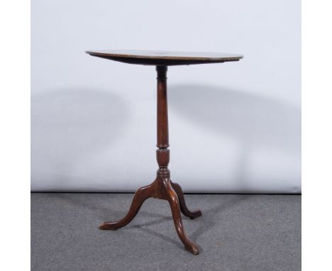 Victorian mahogany occasional table, oval tilt top with a turned column, tripod legs, the top 68cm x 47cm, height 74cm.