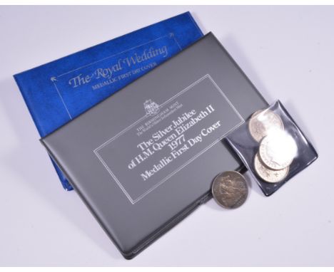 A collection of modern commemorative coins, pre-decimal and decimal coinage of Great Britain, Medallic First day Covers, Alde