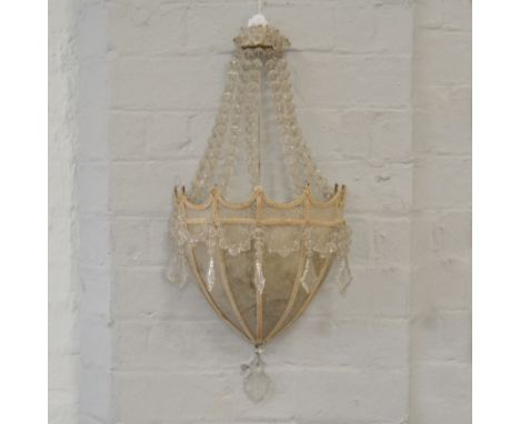 Three French style shield shaped wall light fittings with droplets.
