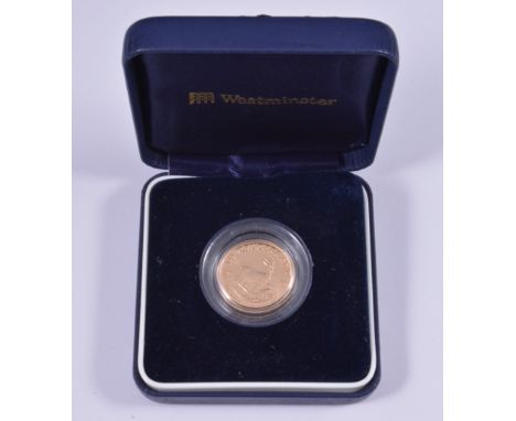 A 1/4 Krugerrand, proof coin issued by The Westminster Collection Ltd, dated 2000, boxed with leaflet.