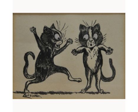 After Louis Wain, Cats Fishing, cartoon, 7cm x 14cm; and two others. (3)
