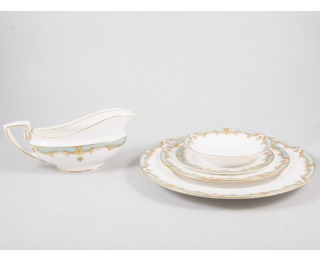 Royal Worcester Devonshire pattern part dinner service, including six dinner plates, six dessert plates, and other items. (18