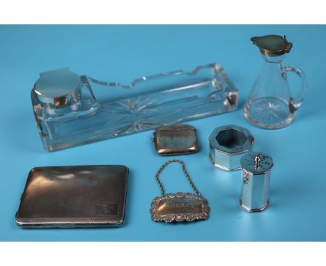 Hallmarked silver cigarette case, vesta case, napkin ring etc - weighable silver approx. 270g