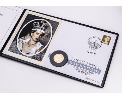 A Harrington &amp; Byrne Gold Proof Commemorative Cover, celebrating the 95th Birthday of Queen Elizabeth II, having a 22ct g