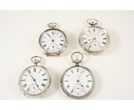 A SILVER KEY WIND OPEN FACED POCKET WATCH BY R. SALISBURY AND SONS, GUILDORD & DORKING the signed white enamel dial with Roma