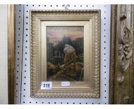 A Victorian gilt framed oil on panel "the end" 1879 artist Thomas Davidion height 26cm width 21cm