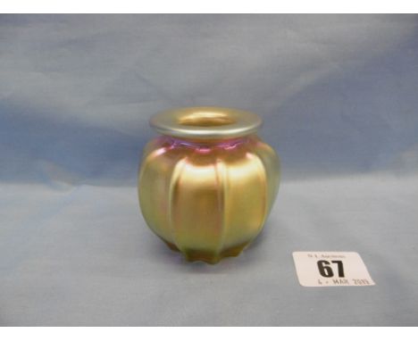 A signed art nouveau Loetz style glass vase