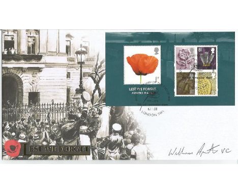 Bill Henry Willie Apiata VC signed Internet stamps Armistice 2008 official FDC, a former corporal in the New Zealand Special 