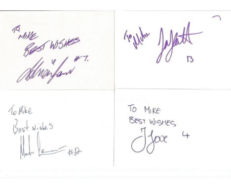 Rugby signed 6x4 white index card collection. 50 cards. Dedicated to Mike or Michael. Some of signatures included are Justin 