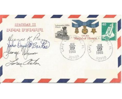 Spacelab II astronauts signed 1985 US cover signed by Payload crew and back ups. Loren Acton, John d Barloe, George W. Simon,