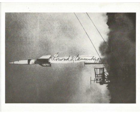 Konrad Dannenberg WW2 V Rocket Scientist signed 10 x 8 b/w photo of a V2 take off. Rocket propulsion specialist. His main ass