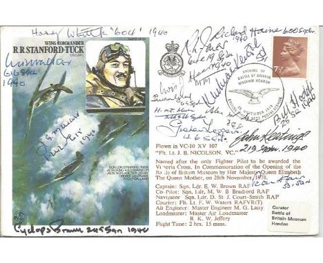 Fifteen Battle of Britain pilots signed Robert Stanford-Tuck DSO DFC Historic Aviators cover. Autographs include W Walker 616