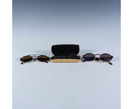 This collection includes a vintage pair of gold-filled glasses with case and two pair of Revo sunglasses. The tortoise shelle