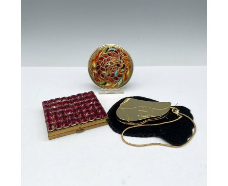 Lot includes - Round colorful enameled powder compact - Guerlain Les Meteorites; gold toned key chain styled My Dior lipstick