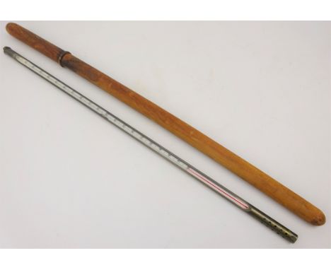 Large Brass cased alcohol Thermometer, stamped Thompson MFG Co.Ltd. Richmond Surrey, with pierced base and top loop, in two-p