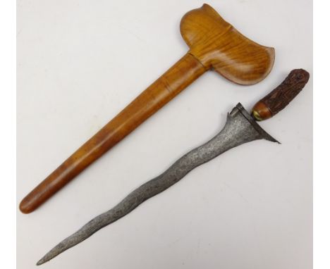 Malay Kris, with scabbard, blade length 34cm Condition Report Click here for further images, condition, auction times & deliv