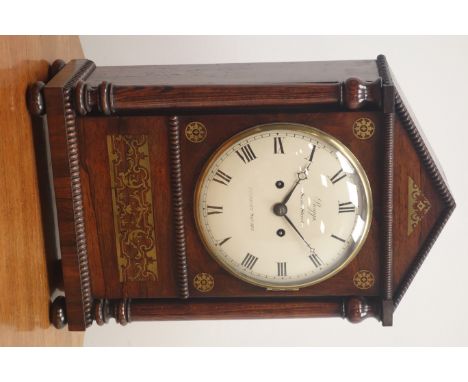 William IV brass inlaid rosewood and simulated rosewood Architectural cased bracket clock, 20cm circular convex Roman dial in