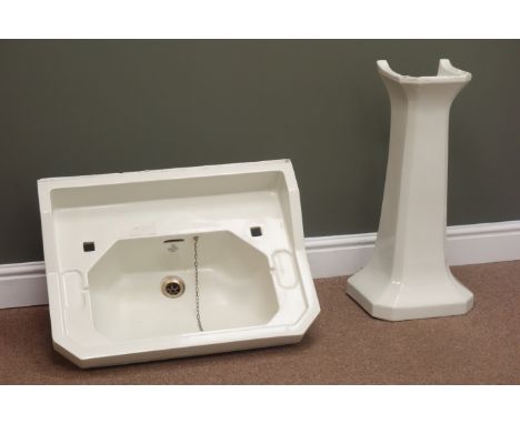 Edwardian Royal Doulton London wash basin (W65cm) and pedestal stand Condition Report Click here for further images, conditio