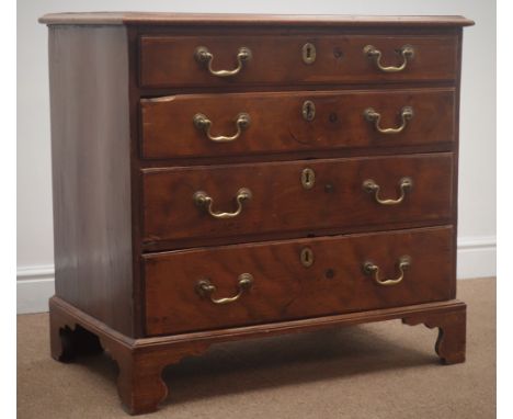 George III oak chest, four graduating drawers, shaped bracket supports, W80cm, H76cm, D48cm Condition Report Click here for f