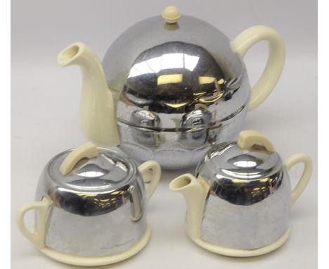 Celtic Beehive three piece tea service with chrome covers (3) Condition Report Click here for further images, condition, auct