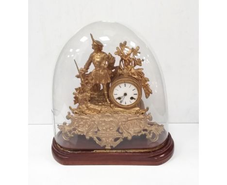 Vict Gilt Spelter Clock in Dome 