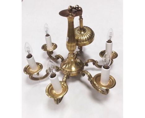 Heavy Brass 6 Arm Chandelier