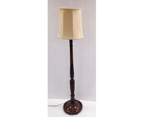 Carved Walnut Standard Lamp &amp; Shade 