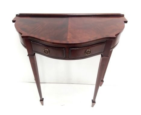 Reproduction Mahogany Bow Front 2 Drawer Console Table Dimensions: 65cm W 36cm D 76cm H