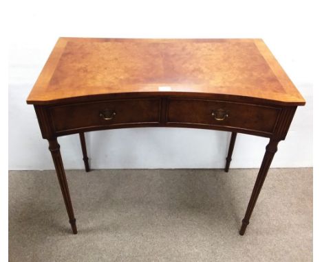 Burr Elm 2 Drawer Inverted Console Table Dimensions:  85cm W 47cm D  78cm H