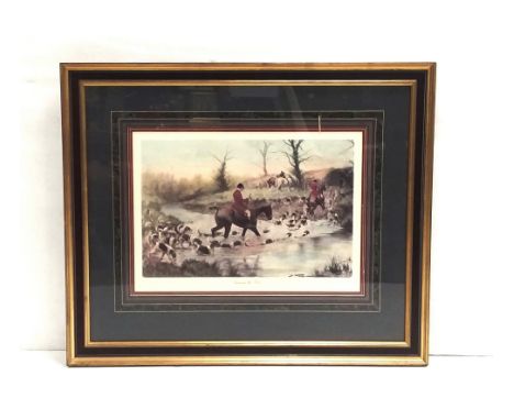 Large Hunting Scene ' Crossing the Ford'