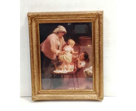 Heavy Gilt Framed Vict Print of Mother & ChildrenDimensions including frame: 74cm W x 90cm 