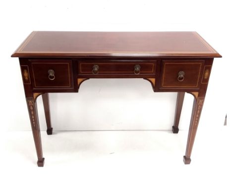 Exceptional Quality Edw Inlaid Mahogany Slimline Console Table, 3 Drawers Dimensions: 108cm W 41cm D 82cm H 