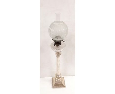 Vict Silver Plated Tall Oil LampDimensions: 94cm H