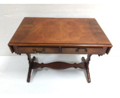 Burr Walnut Miniature Sofa Table Dimensions:  101cm W 42cm D 52cm H Fully Extended 