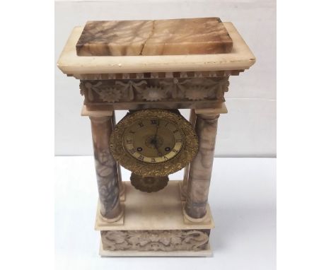 Vict Marble 4 Pillared Mantle Clock 