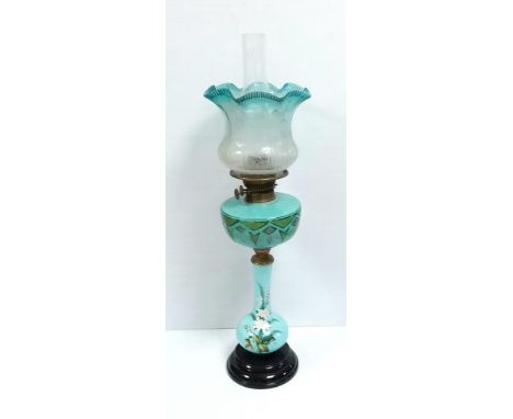 Vict Hand Painted Ceramic Oil Lamp