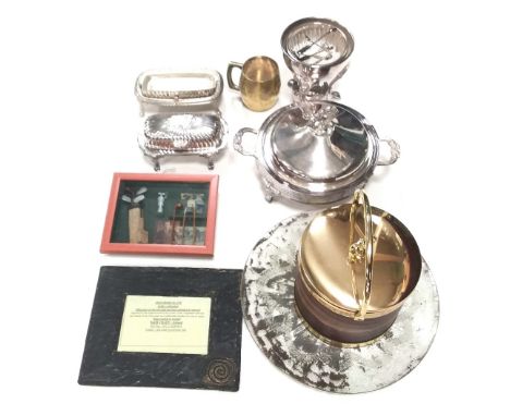 Misc Lot of Silver Plate, Ice Bucket, Celtic Frame Etc