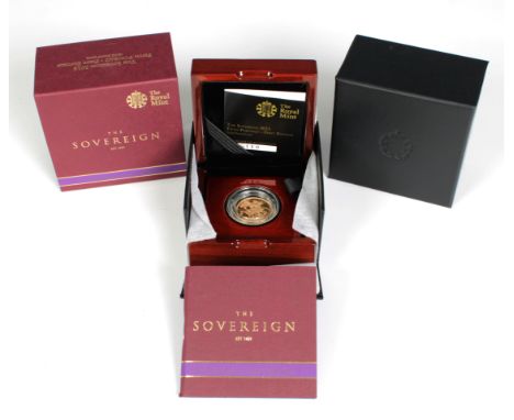 An Elizabeth II Proof Sovereign, bust obverse, reverse George and the Dragon, dated 2015, 'Fifth Portrait - First Edition' in