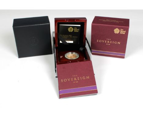An Elizabeth II Proof Sovereign, bust obverse, reverse George and the Dragon, dated 2015, 'Fifth Portrait - First Edition' in