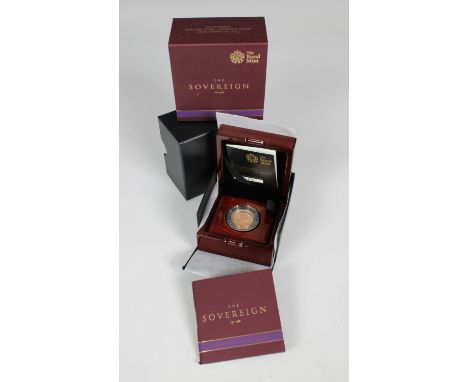 An Elizabeth II Proof Sovereign, bust obverse, reverse George and the Dragon, dated 2015, 'Fifth Portrait - First Edition' in