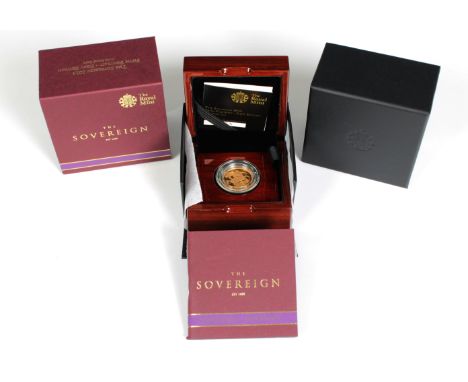An Elizabeth II Proof Sovereign, bust obverse, reverse George and the Dragon, dated 2015, 'Fifth Portrait - First Edition' in