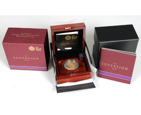 An Elizabeth II Proof Sovereign, bust obverse, reverse George and the Dragon, dated 2015, 'Fifth Portrait - First Edition' in