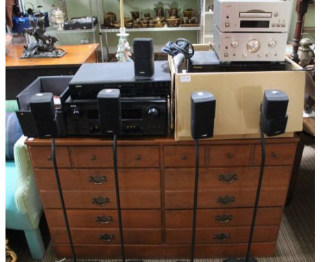 A large selection of audio equipment, Denon, Bose, Pioneer, Teac, to include DVD players, amps, CD players, etc